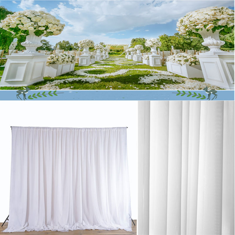 

Telón de fondo de fiesta de boda Cortinas blancas Fondo Decoración 1.5X2.4M Hasaki