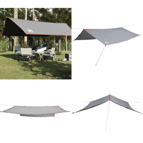 Telone da Campeggio Grigio/Arancione 500x294 cm Impermeabile - Telone da trekking - Telone da fuori casa