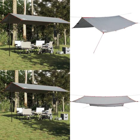 Telone da Campeggio Grigio/Arancione 500x294 cm Impermeabile - Telone impermeabile - Telone da trekking