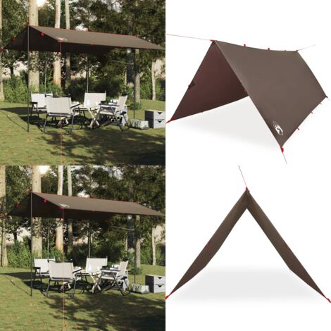 Telone da Campeggio Marrone 406x306 cm Impermeabile - Telone impermeabile - Telone da trekking