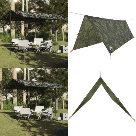 Telone da Campeggio Mimetica 406x306 cm Impermeabile - Telone da trekking - Telone impermeabile