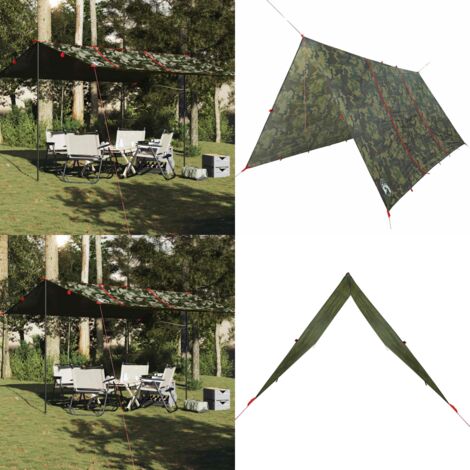 Telone da Campeggio Mimetica 451x420 cm Impermeabile - Telone da trekking - Telone impermeabile