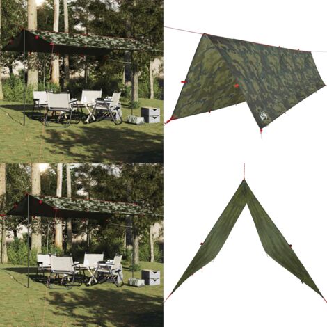 Telone da Campeggio Mimetica 506x306 cm Impermeabile - Telone da trekking - Telone impermeabile