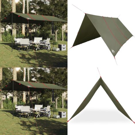 Telone da Campeggio Verde Oliva 451x420 cm Impermeabile - Telone impermeabile - Telone da trekking