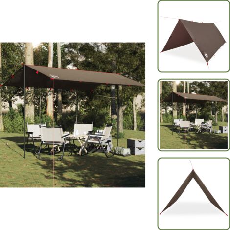 Telone da escursione - vidaXL Telone da Campeggio Marrone 406x306 cm Impermeabile - Telone da fuori porta