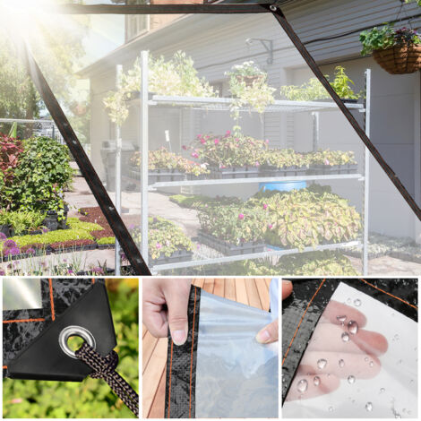 Telone impermeabile trasparente con occhielli. varie dimensioni. copertura protettiva per giardino - 300 × 400 cm