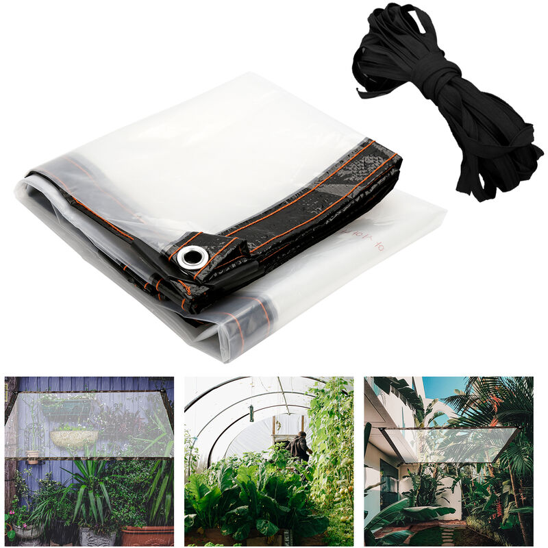 Image of Telone impermeabile trasparente con occhielli. varie dimensioni. copertura protettiva per giardino - 300 × 500 cm