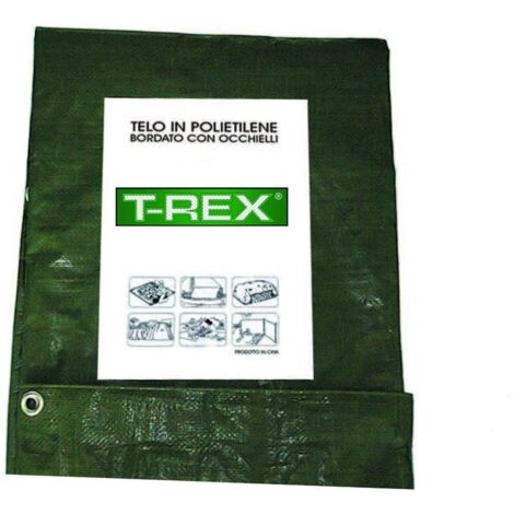 Telone occhiellato bordato con angoli rinforzati - gr 150 mq - medio - Verde/Blu/Arancione - Colore: Verde/Blu - Specifiche: mt 8x12