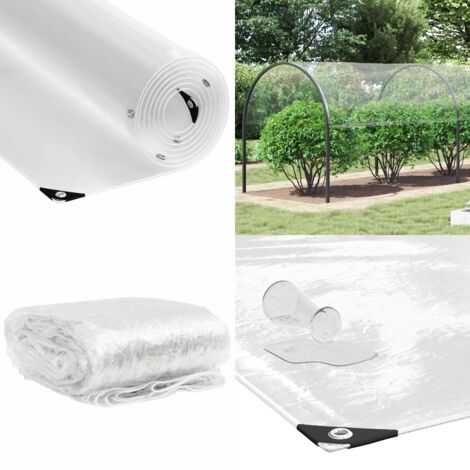 Telone Trasparente con Occhielli 4x12 m in PVC - Protezione da pioggia - Telone per piscina