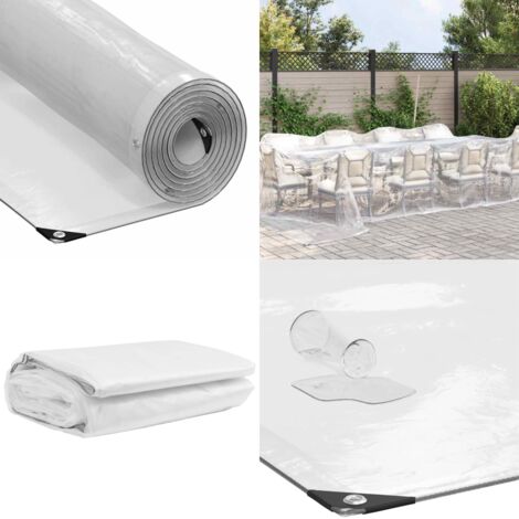 Telone Trasparente con Occhielli 4x8 m in Polietilene - Protezione da pioggia - Telone per piscina