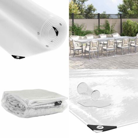 Telone Trasparente con Occhielli 4x8 m in PVC - Protezione da pioggia - Telone per piscina