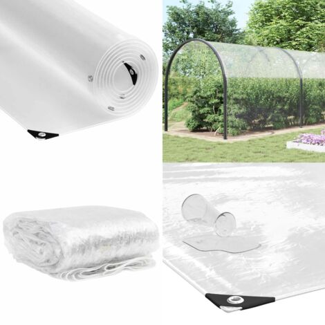 Telone Trasparente con Occhielli 6x12 m in PVC - Protezione da pioggia - Tenda da giardino