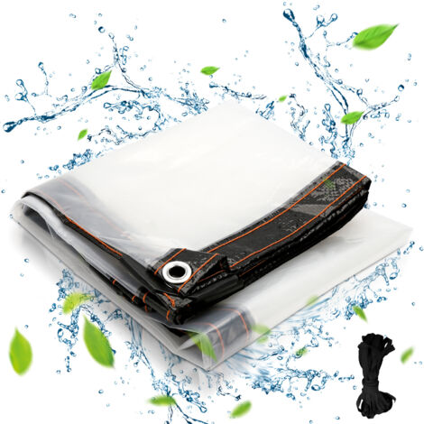 Telone trasparente impermeabile 200 x 500 cm. resistente ai raggi UV. adatto. durevole con occhielli