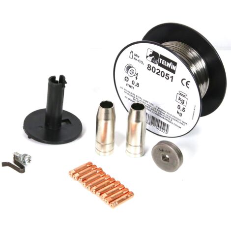 Telwin 802037 Kit Saldatura Acciaio Inossidabile Mm per Mig-Mag, 230 V, Ottone, Diametro 0.8 mm