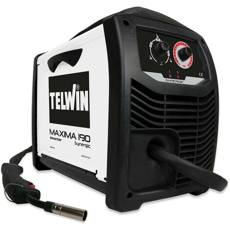Telwin 816086 Maxima 190 Synergic Saldatrice Inverter a Filo Mig-Mag/Flux/Brazing, 230 V, Maxima 190, Bianco