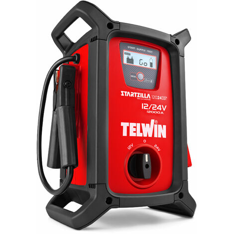 Telwin – Booster de démarrage 12/24V 12000A lithium 40.000mAh – Démarrage à froid – Protection contre courts-circuits – Résistant à l'eau IP43