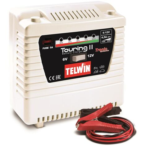 TELWIN - Chargeur de batterie avec contrôle électronique de charge 6/12V touring 11 - 807591 - Blanc