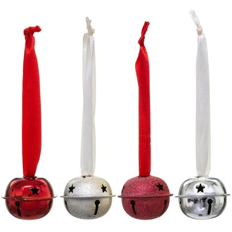 Tema 4 campanas de metal con cinta roja - Feeric lights & christmas