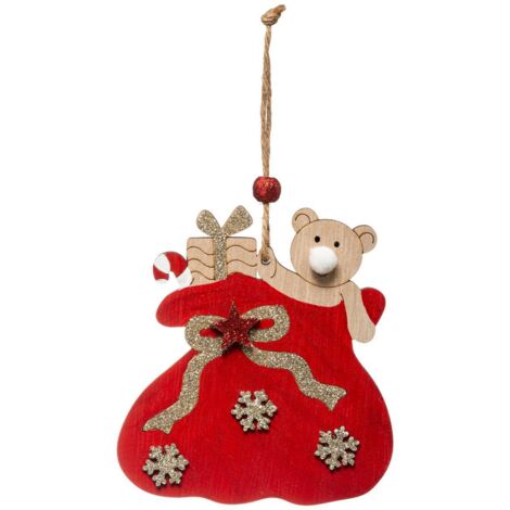 Tema de Navidad Oso de peluche con capucha de madera 11 cm - Atmosphera créateur d'intérieur