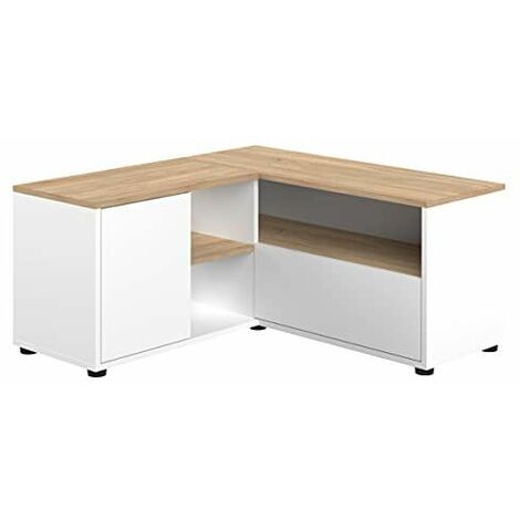TEMAHOME - Meuble TV ANGLE 90 blanc et chêne naturel - chêne naturel