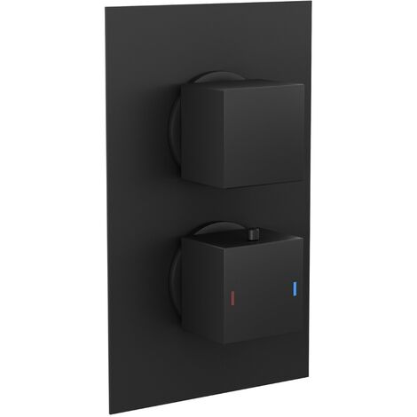 Temel Square 2 Way Concealed Thermostatic Shower Mixer Valve - Black Matt