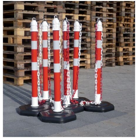 TEMKA Kettenpfosten - Set, r/w 6 Pfosten + 5x3m Kette