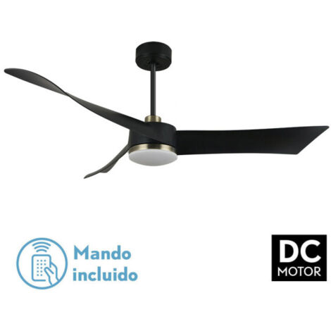 Tempel DC Deckenventilator 26 W, schwarzes Leder, 3 Flügel