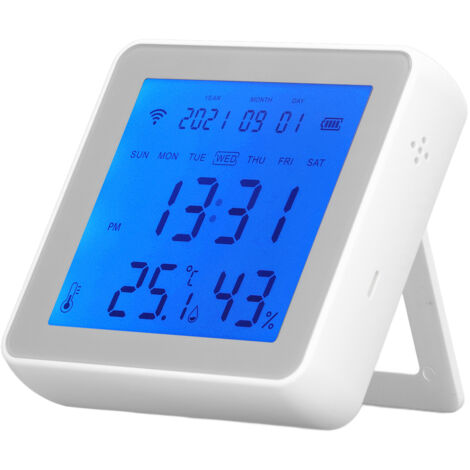Temperature Humidity Monitor Voice Control Backlight Alarm Clock Smart Digital Humidity Sensor for TUYA
