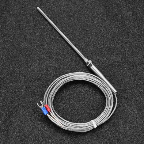Temperaturfühler mit Thermoelement Typ K, M8-Gewindesonde, 150 mm, 5 m Kabel, Messbereich 0–400 °C
