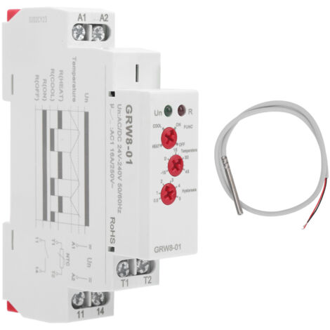 Temperaturregelrelais mit Sonde und LED-Anzeige