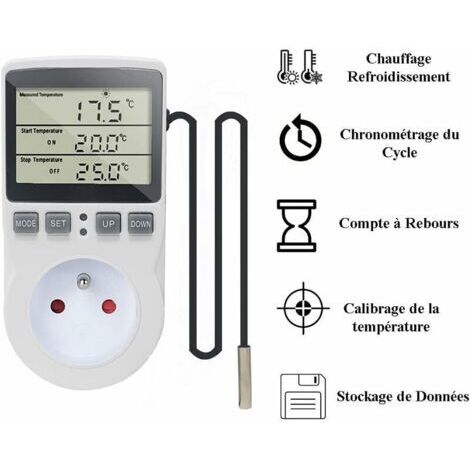 Temperaturreglersteckdose, Temperaturschalter, Countdown-Timer-Schalter, Steckdose nach französischem Standard