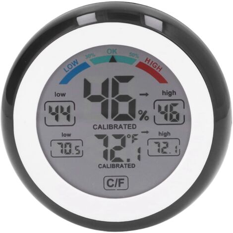 Temperatursensor – Drahtloses elektronisches Temperaturmessgerät mit rundem Touchscreen (0–50 °C), Feuchtigkeitsmesser mit LCD-Anzeige für den Innen- und Außenbereich