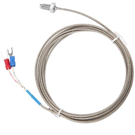 Temperatursensor Kabel, M6 BSW Gewinde Temperaturmessfühler Typ K Thermoelementsensor mit 1-5 Meter Kabel Temperaturfühler(2M)