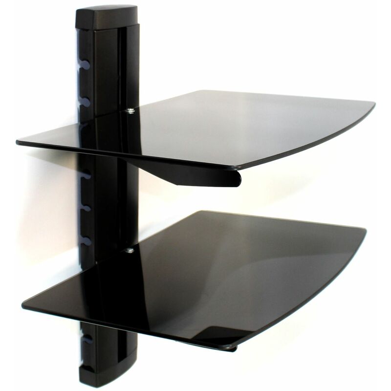 Maison&white - Tempered Black Glass Floating Shelf 2 Tier | M&W