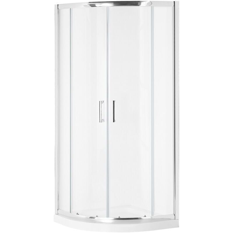 Shower Enclosure Tempered Glass Double Sliding Door 80x80x185 cm Silver Jukatan - Transparent