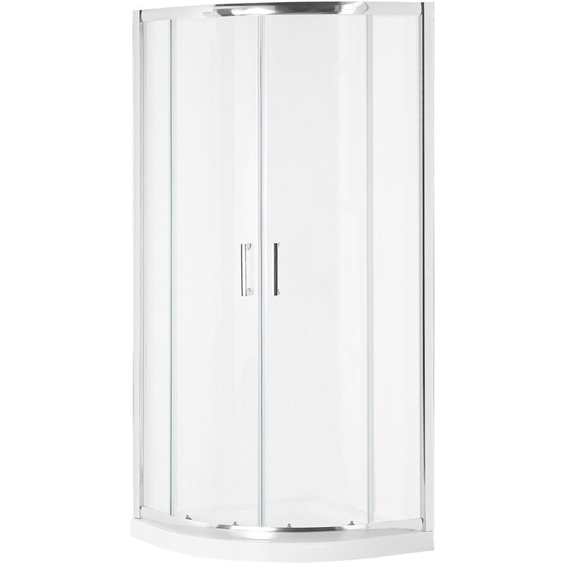 Shower Enclosure Tempered Glass Double Sliding Door 90x90x185 cm Silver Jukatan - Transparent