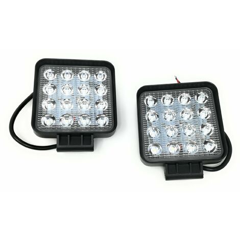 Tempo di Saldi 2 Fari 48W Quadrato, Faretto Led da Lavoro, 16 Led da 3W, di Profondità, Auto, Barca, Multicolore, 2 Pezzi