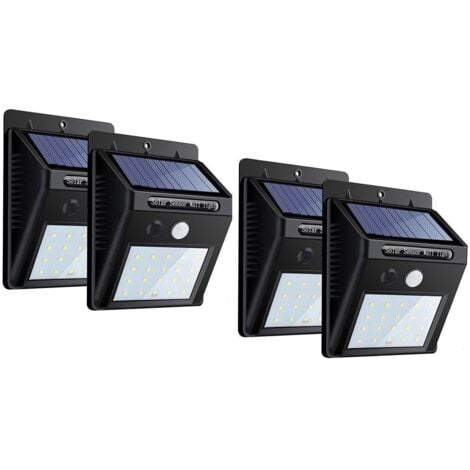 TEMPO DI SALDI 4 X Faro 20 Led Con Pannello Solare E Sensore Di Movimento Faretto Crepuscolare
