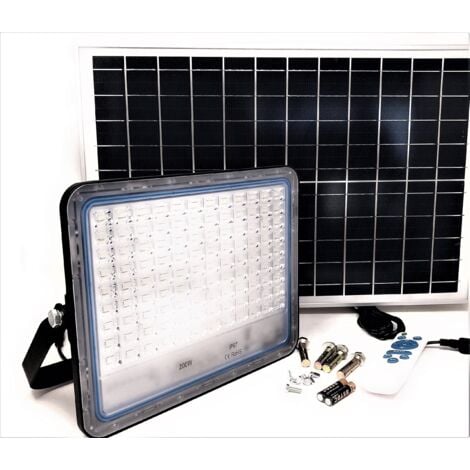 TEMPO DI SALDI Faro Led Da Esterno 200W Luce Bianca Fredda Con Pannello Solare E Telecomando