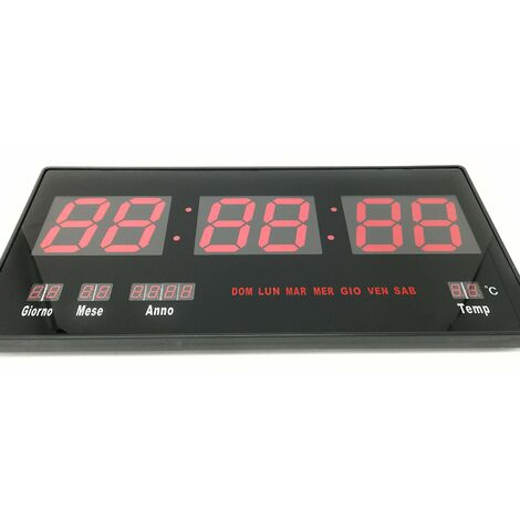 TEMPO DI SALDI Orologio Digitale A Led Da Parete Con Datario E Termostato Slim Data Temperatura