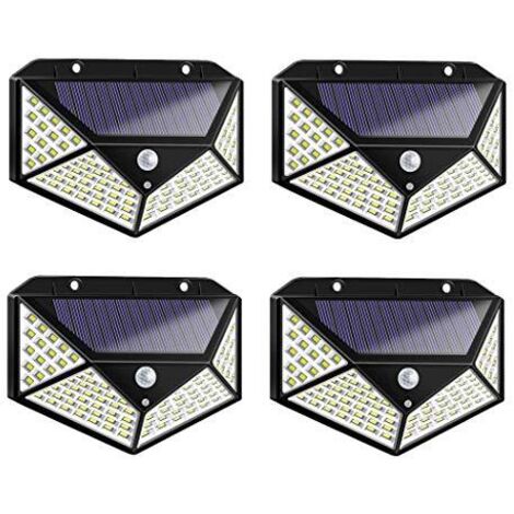 TEMPO DI SALDI Quattro Faretti Da Esterno Ad Energia Solare Con 100 Led E Sensore Crepuscolare