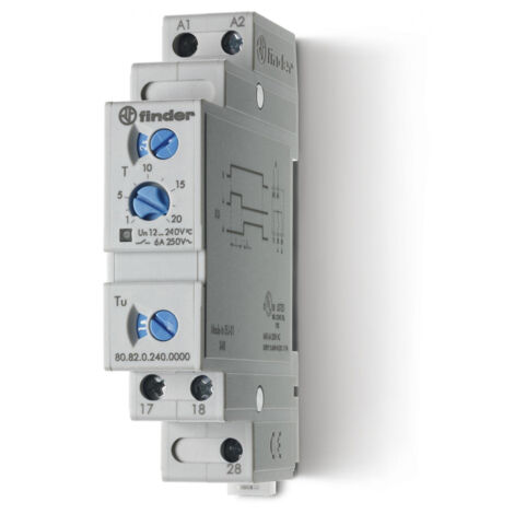 Tempo fonction SD multitension 2NO 6A 12-240V AC/DC de 0,1s à 20 min 292021 FINDER 808202400000