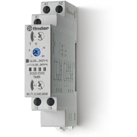 Tempo statique multifonction multitension 1NO 1A 12-240V AC DC de 0,1s à 24h FINDER 807102400000PAS