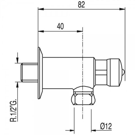 TEMPO-TRES 112200 Grifo de urinario entrada posterior, rosca macho 1/2" G - ref: 112200