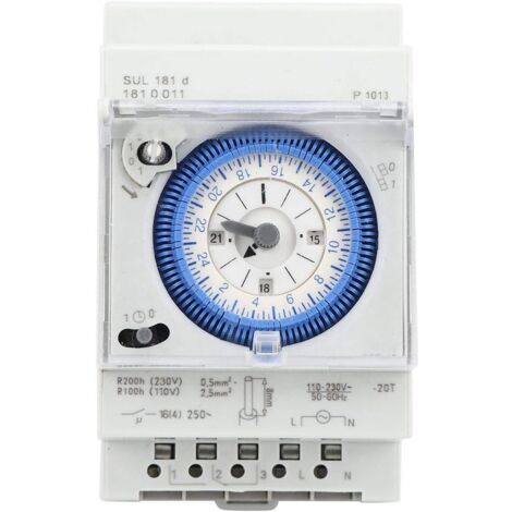 Temporizador analógico con motor síncrono y programa diario, temporizador, 24VAC/DC, 16A