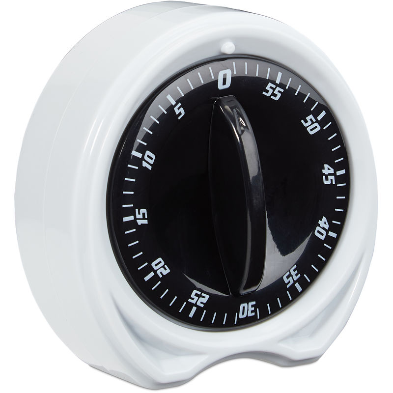 

Temporizador Cocina, Cronómetro Analógico, Minutero Mecánico, Timer 1 Hora, Plástico, 1 Ud, 8 cm, Blanco-Negro