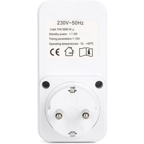 Temporizador con retardo inteligente, programa de ahorro de energía de 1 a 10 horas, interruptor de red, enchufe de control de 230 V.