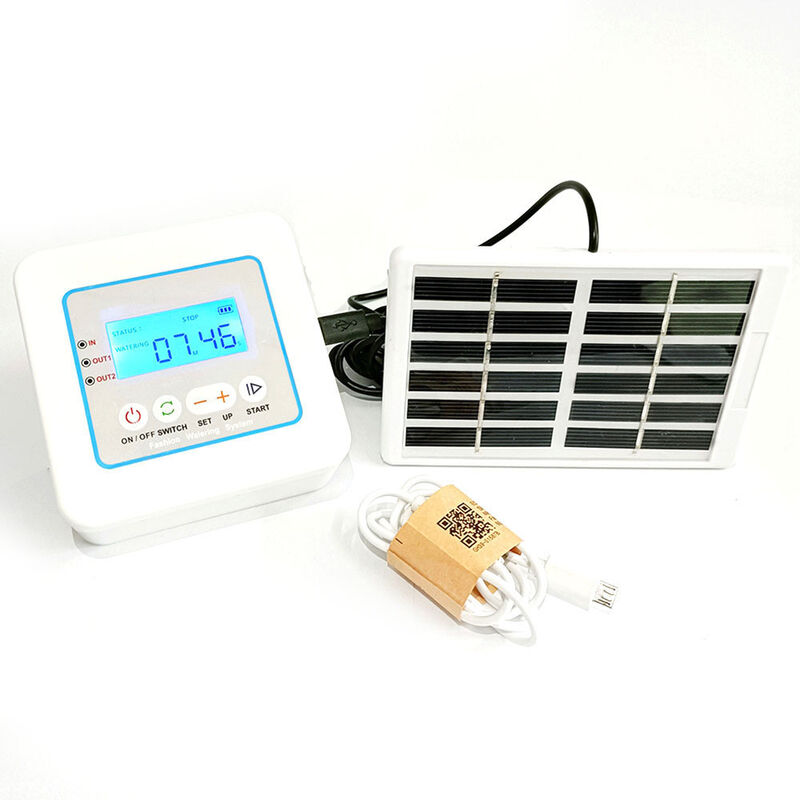 

Temporizador de agua con pantalla LED digital, controlador inteligente de riego por goteo con panel solar para sistema de riego automatico de jardin,