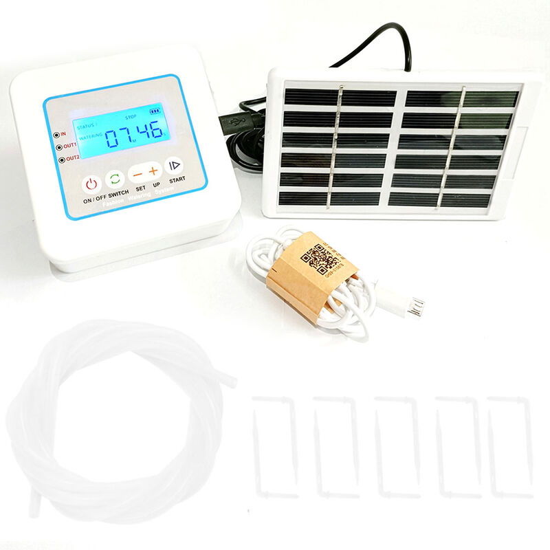 

Temporizador de agua con pantalla LED digital, controlador inteligente de riego por goteo con panel solar para sistema de riego automatico de jardin,