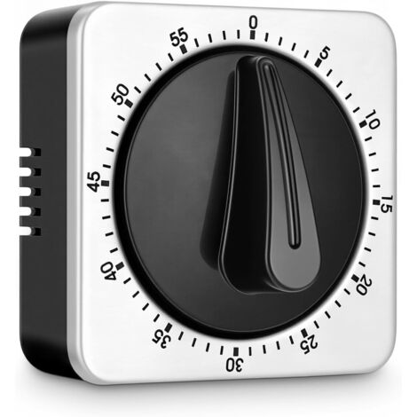Temporizador de cocina, 100% mecánico, carcasa de acero inoxidable, temporizador magnético, no requiere pilas, temporizador de cocina con alarma sonora - 60 minutos, temporizadores para escuelas y aul